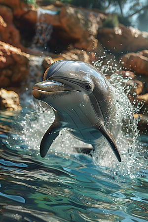 海豚自然哺乳动物摄影图