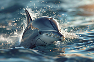 海豚大海生灵环保摄影图