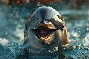 海豚海洋生物大海生灵摄影图