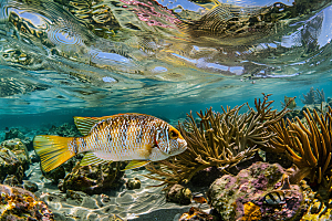海洋鱼类清澈彩色摄影图