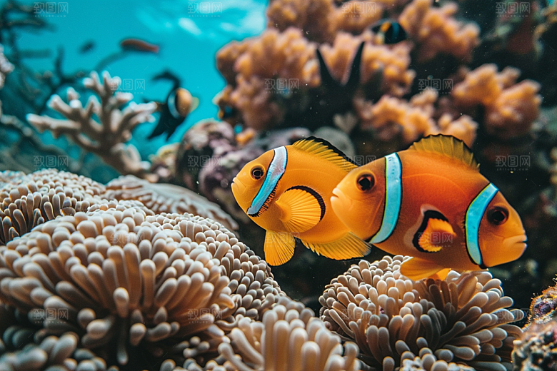 海洋鱼类浮潜珊瑚礁摄影图