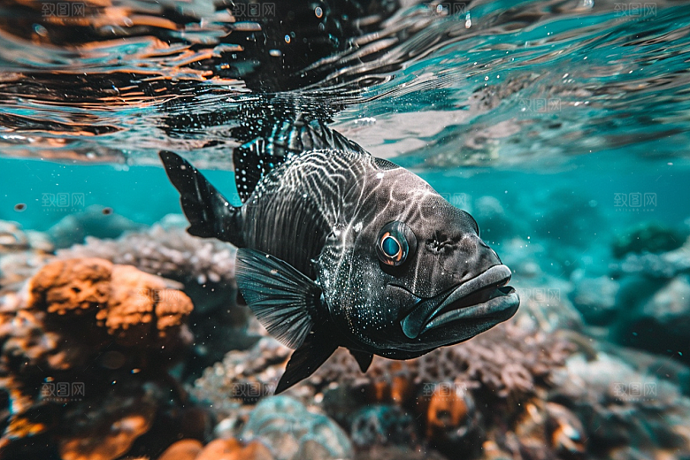海洋鱼类缤纷浮潜摄影图
