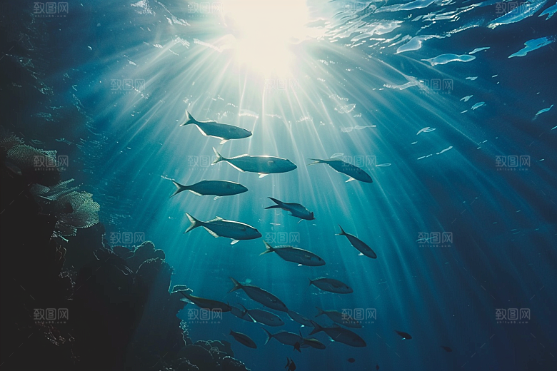 海洋鱼类高清珊瑚礁摄影图