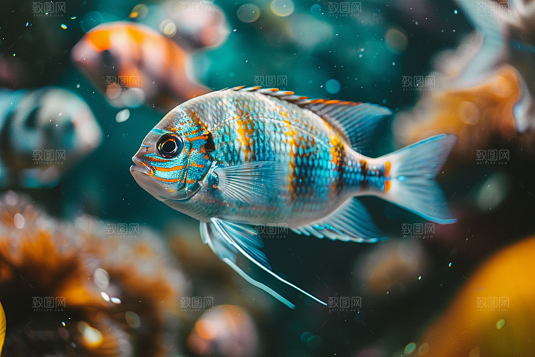 海洋鱼类浮潜大海摄影图