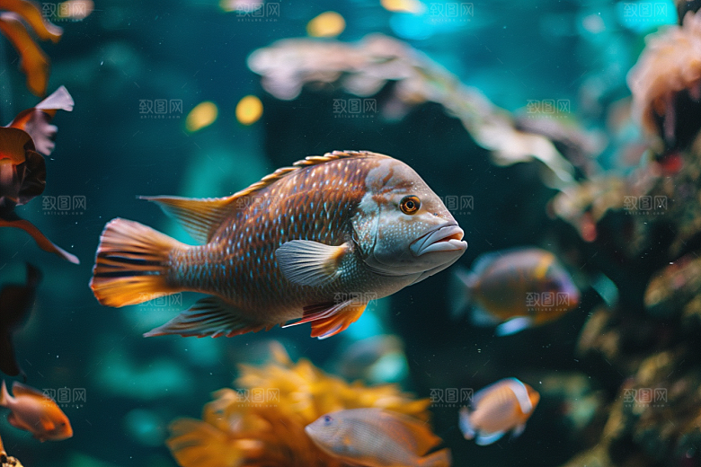 海洋鱼类珊瑚礁海底世界摄影图