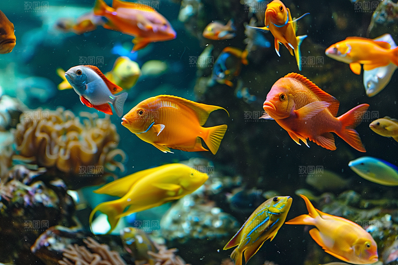 海洋鱼类彩色热带鱼摄影图