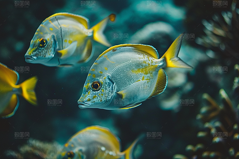 海洋鱼类珊瑚礁浮潜摄影图