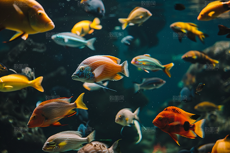 海洋鱼类浮潜高清摄影图