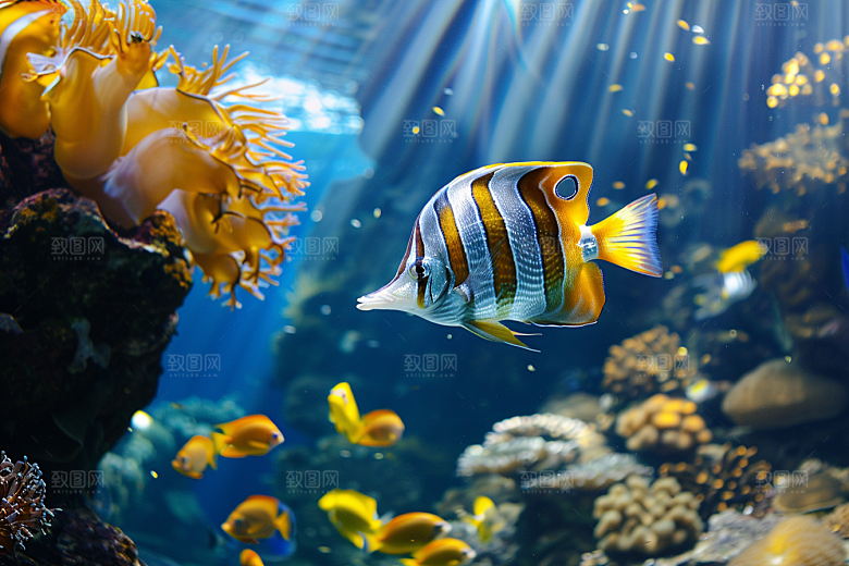 海洋鱼类热带鱼浮潜摄影图