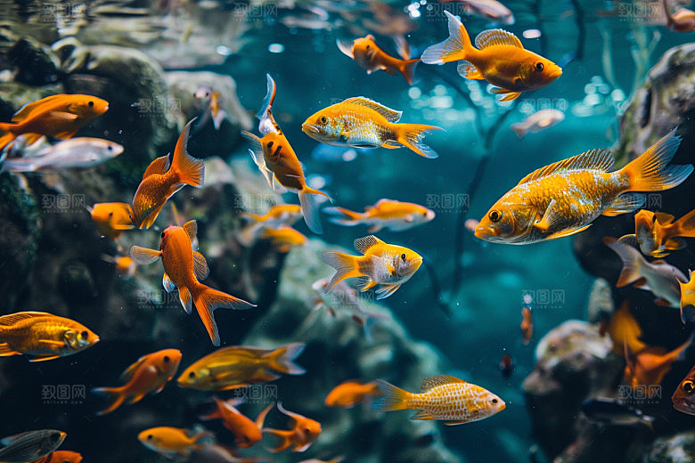 海洋鱼类缤纷大海摄影图