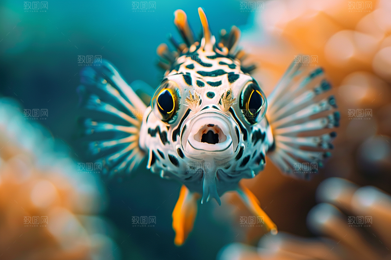 海洋鱼类鱼群海水摄影图