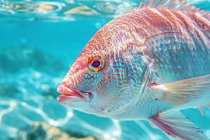 海洋鱼类彩色珊瑚礁摄影图