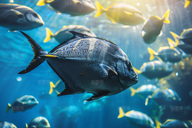 海洋鱼类海鱼鱼群摄影图