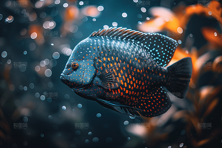海洋鱼类环保鱼群摄影图