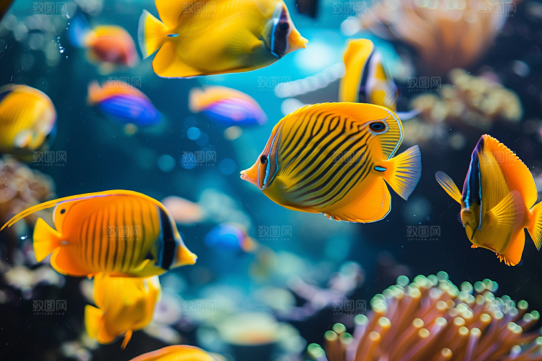 海洋鱼类珊瑚礁海底世界摄影图