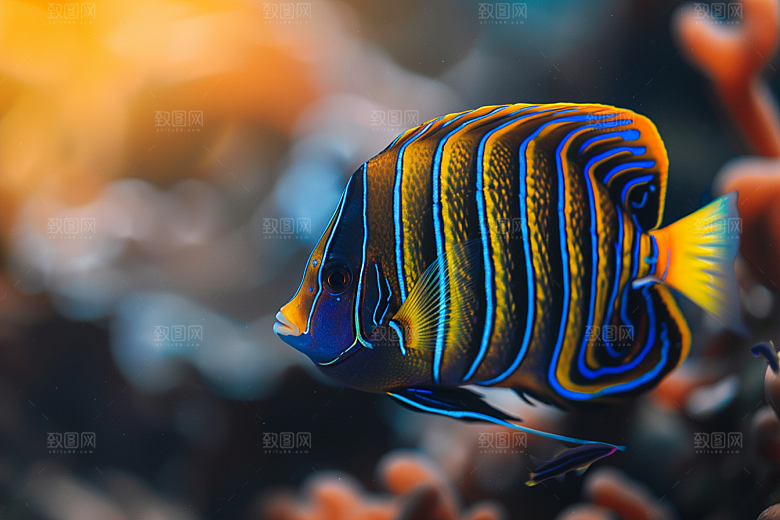 海洋鱼类海鱼鱼群摄影图