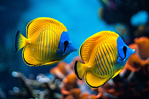 海洋鱼类彩色海底世界摄影图