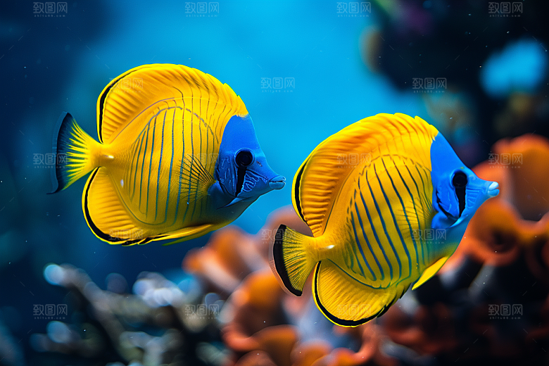 海洋鱼类彩色海底世界摄影图
