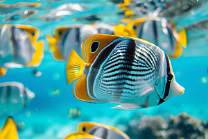 海洋鱼类彩色大海摄影图