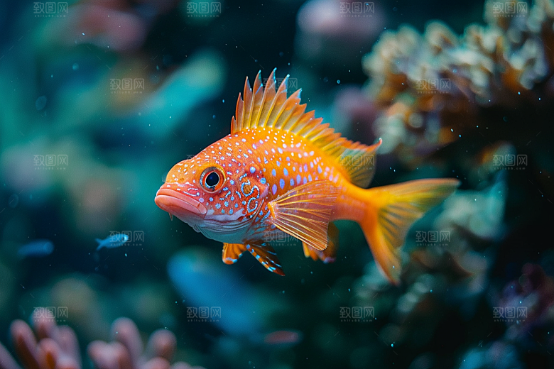 海洋鱼类彩色海水摄影图