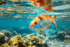 海洋鱼类缤纷海水摄影图