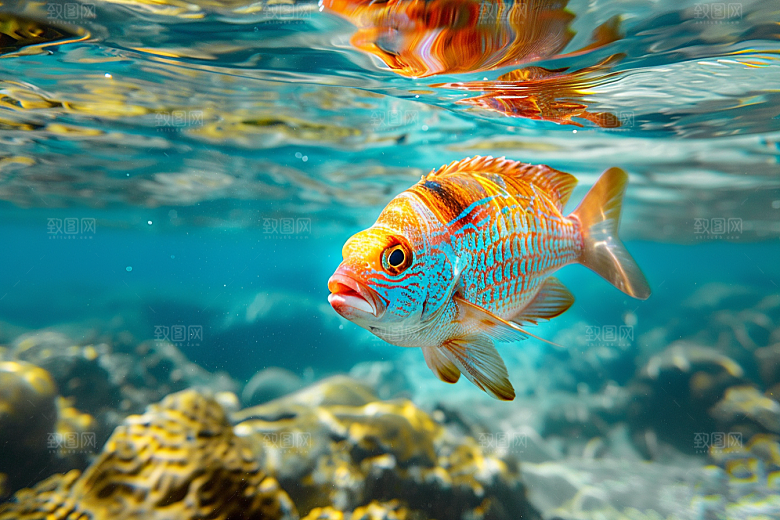 海洋鱼类缤纷海水摄影图