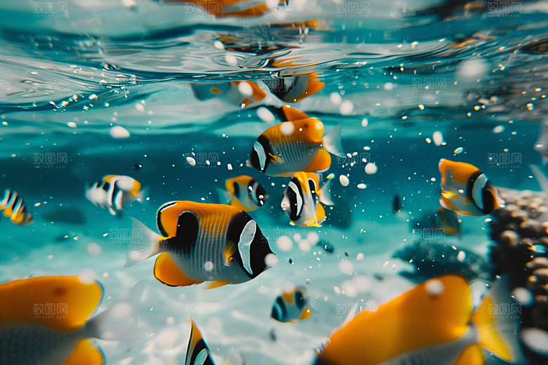 海洋鱼类海鱼浮潜摄影图