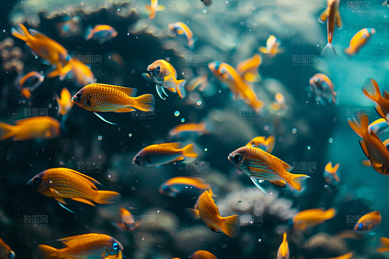 海洋鱼类浮潜海底世界摄影图