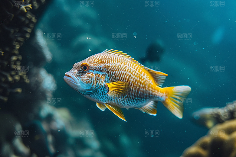 海洋鱼类彩色缤纷摄影图