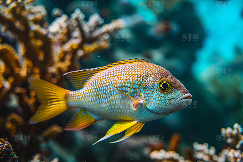 海洋鱼类珊瑚礁大海摄影图