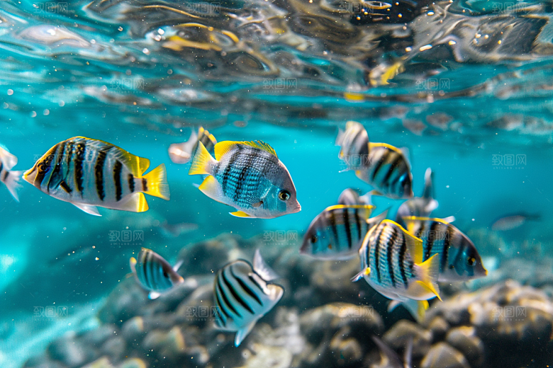 海洋鱼类浮潜海底世界摄影图