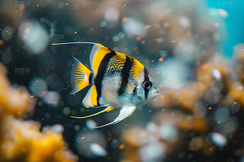 海洋鱼类海水鱼群摄影图