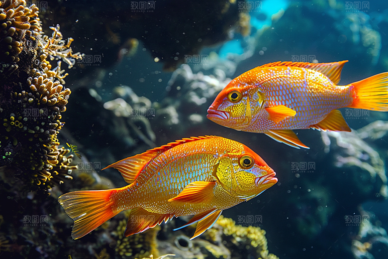 海洋鱼类海水浮潜摄影图