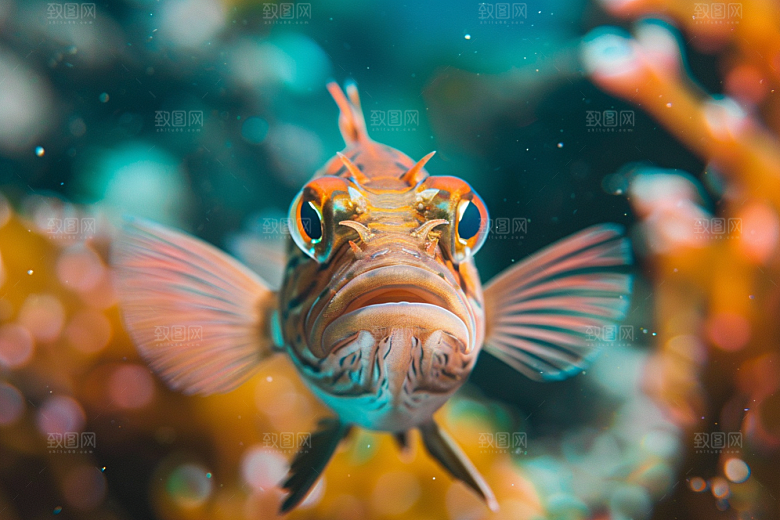 海洋鱼类鱼群海水摄影图