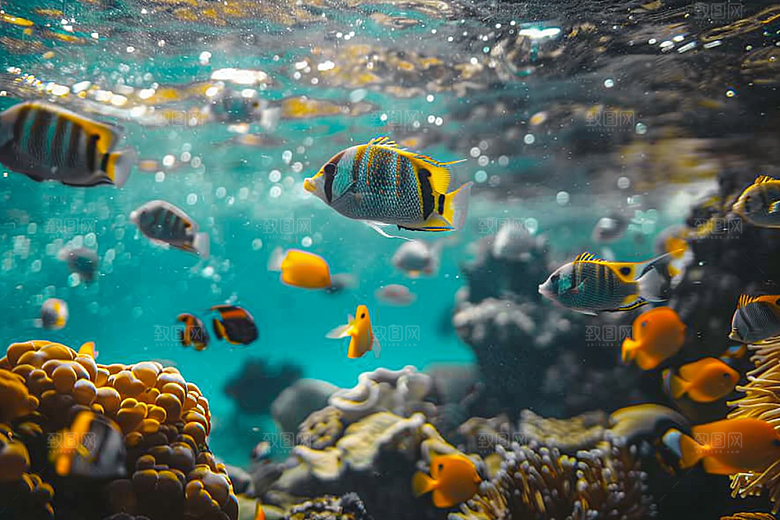 海洋鱼类缤纷彩色摄影图