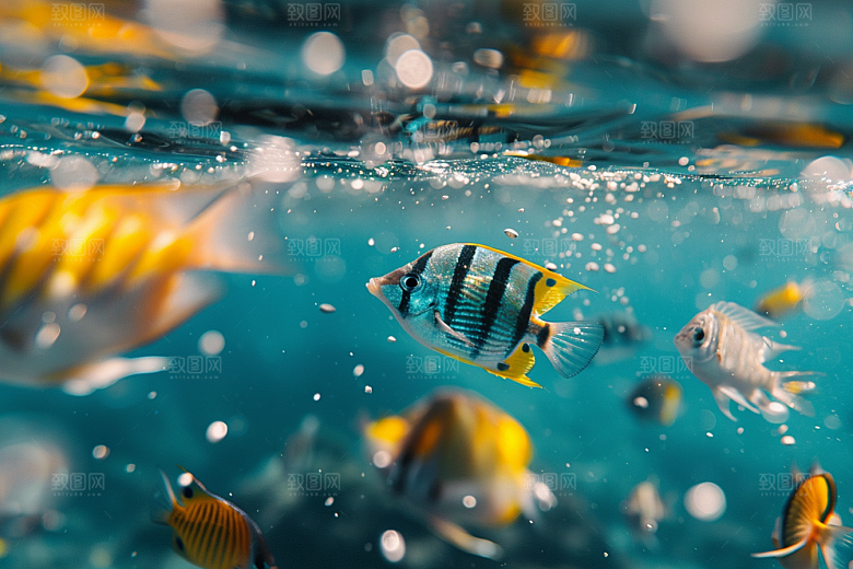 海洋鱼类彩色海底世界摄影图