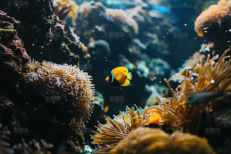 海洋鱼类浮潜海底世界摄影图