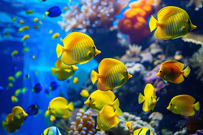 海洋鱼类大海珊瑚礁摄影图