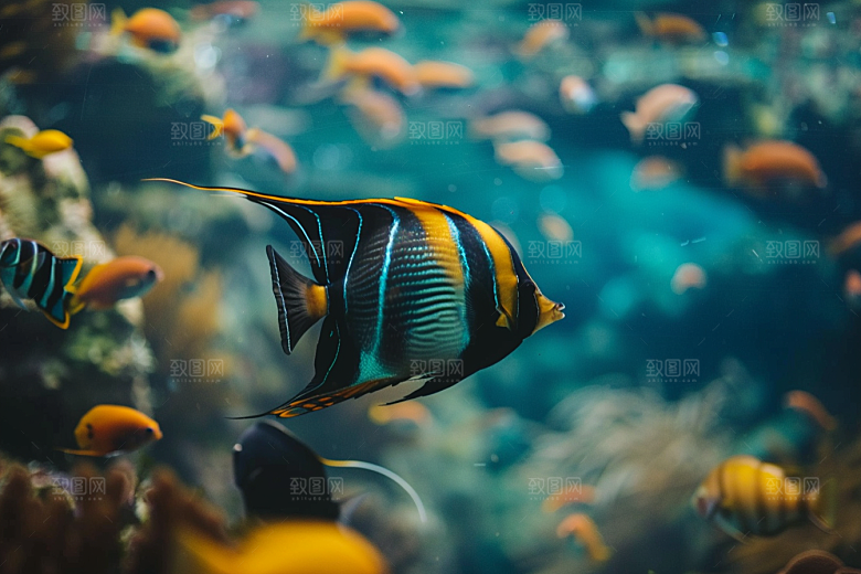 海洋鱼类海水浮潜摄影图