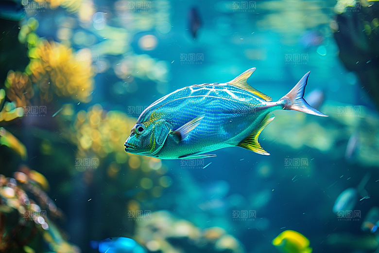 海洋鱼类海鱼鱼群摄影图