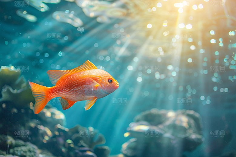 海洋鱼类珊瑚礁海水摄影图