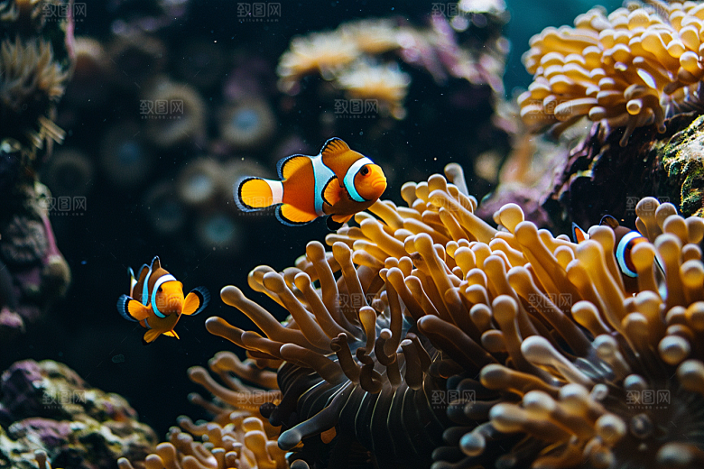 海洋鱼类缤纷鱼群摄影图