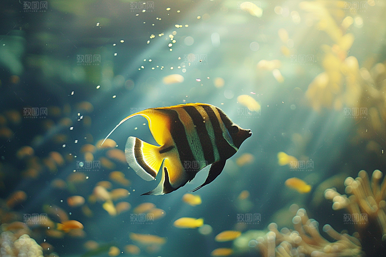 海洋鱼类缤纷海水摄影图