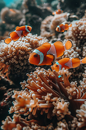 海洋鱼类缤纷珊瑚礁摄影图