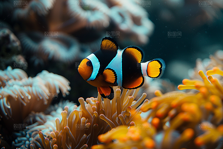 海洋鱼类浮潜海水摄影图