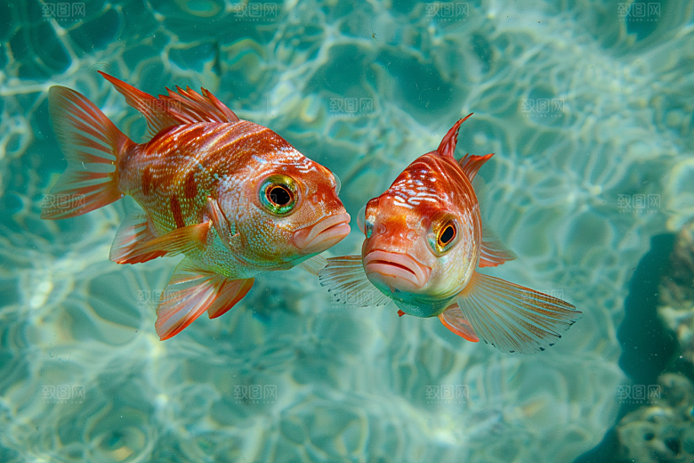 海洋鱼类彩色海水摄影图