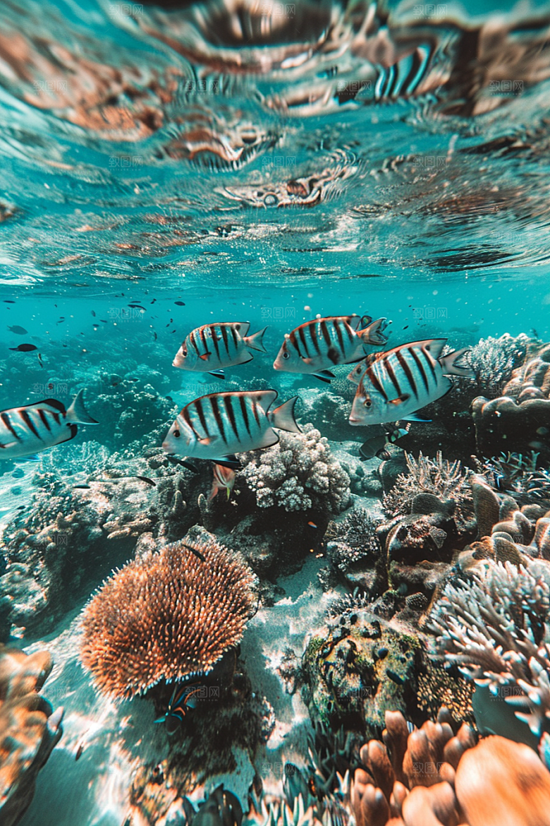 海洋鱼类彩色缤纷摄影图