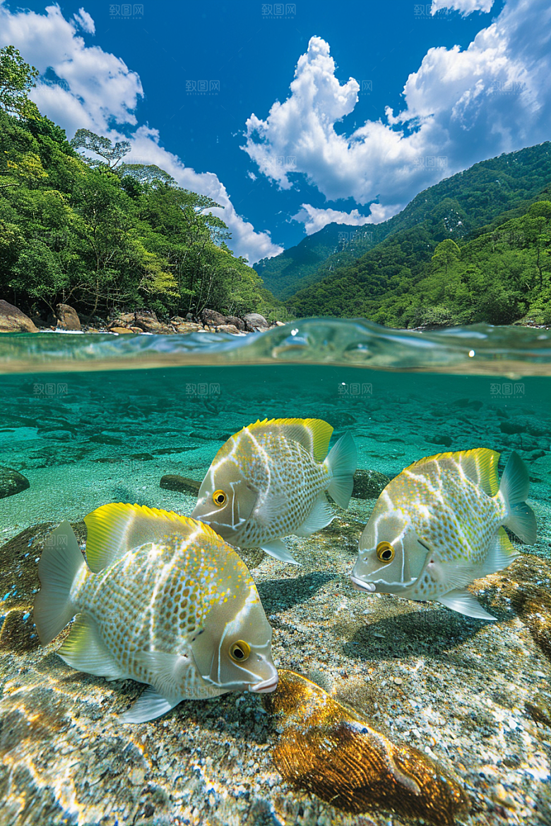 海洋鱼类海水彩色摄影图