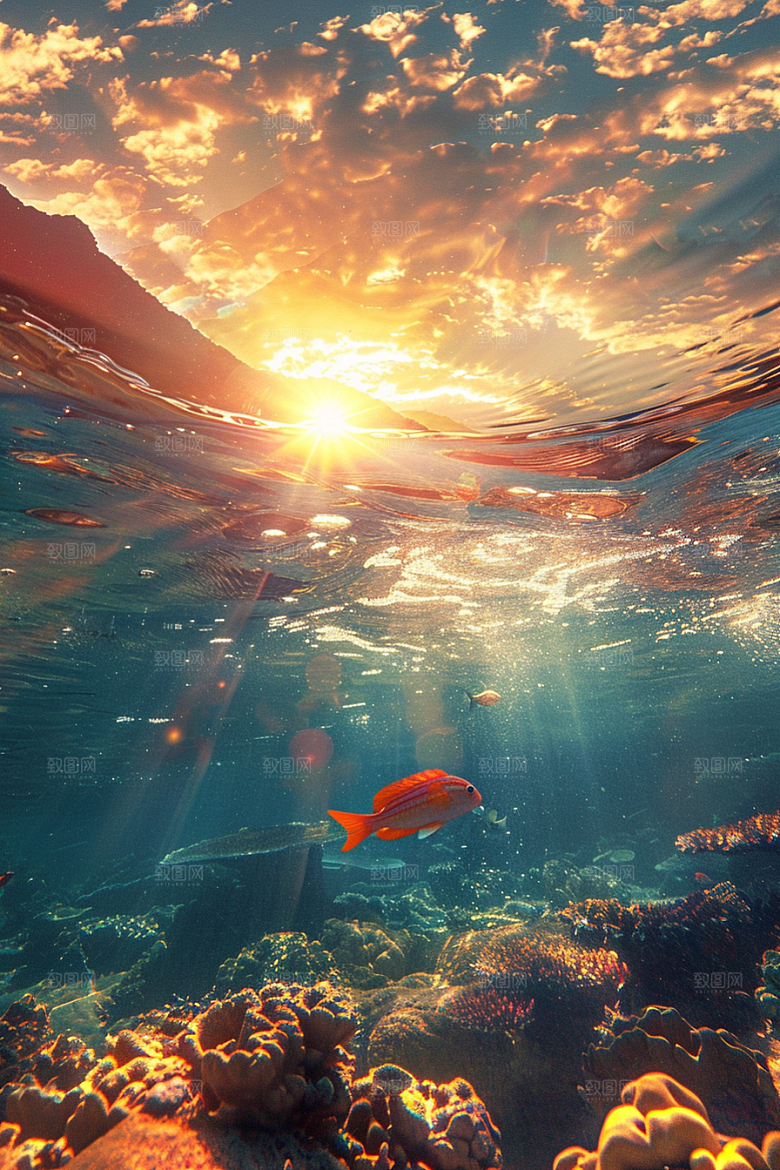海洋鱼类海底世界鱼群摄影图