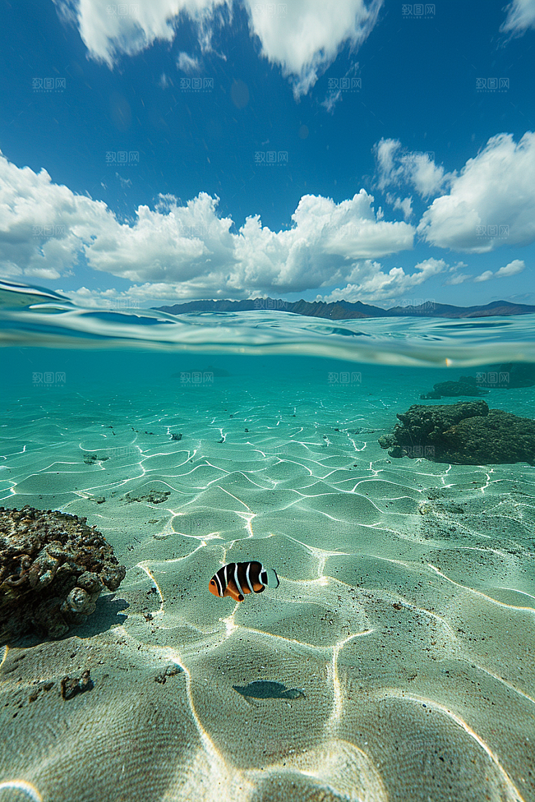 海洋鱼类大海浮潜摄影图